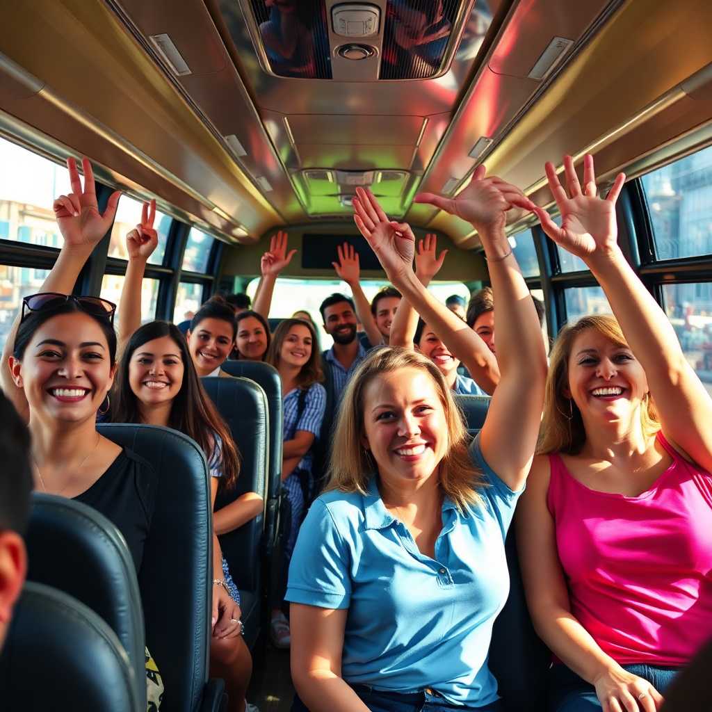 Bus Charter Service Team Celebrating