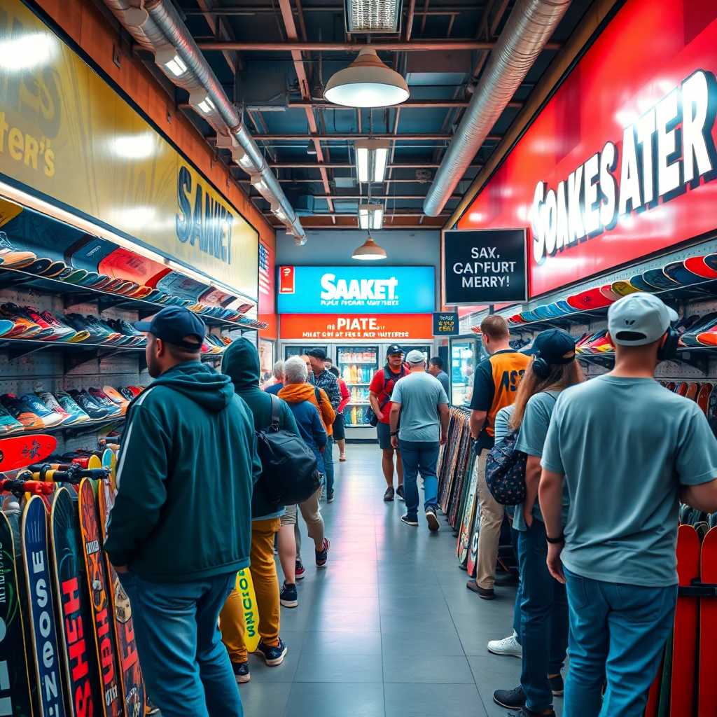 Busy skate rental shop illustrating peak customer inquiry times.