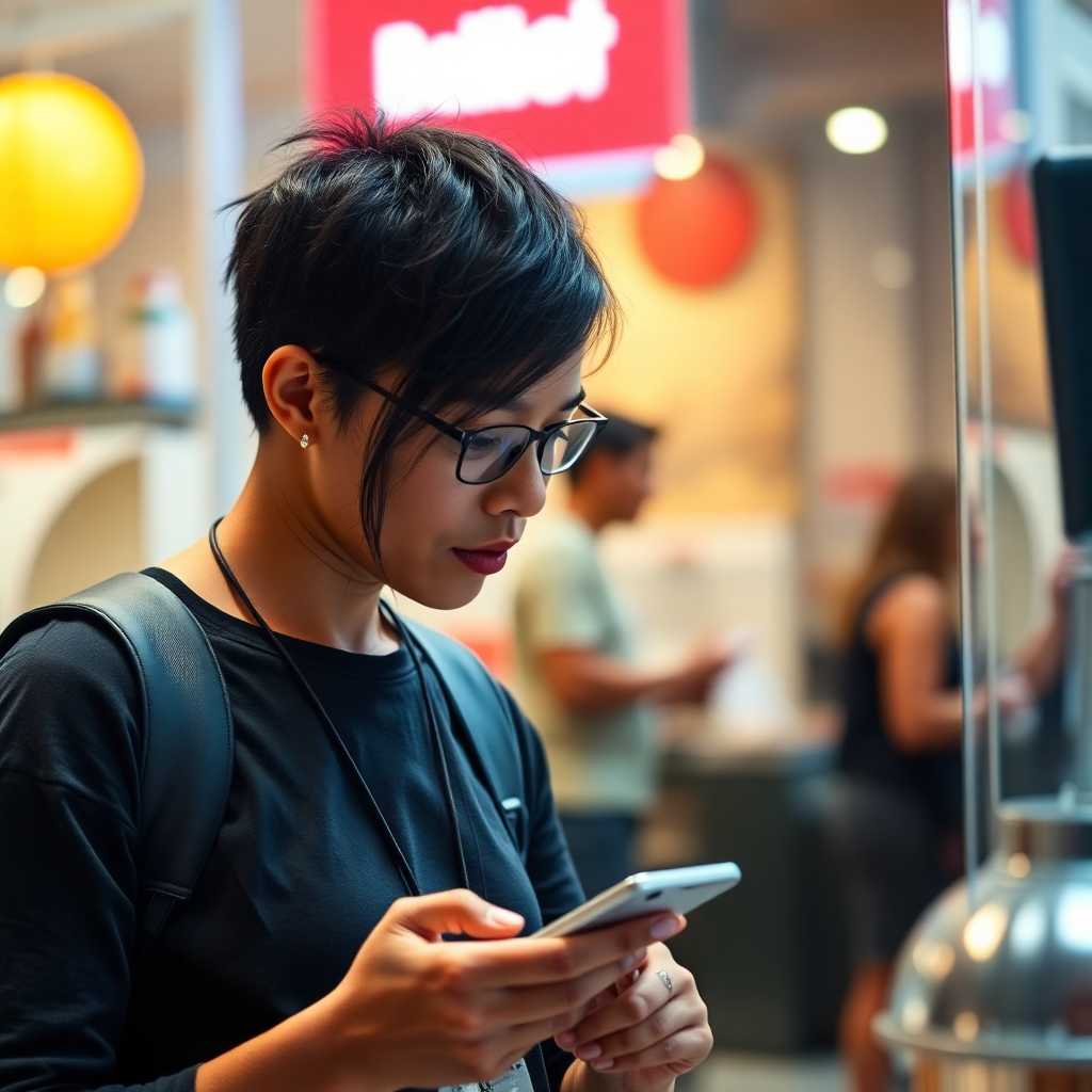 Customer engaging with business via text message.