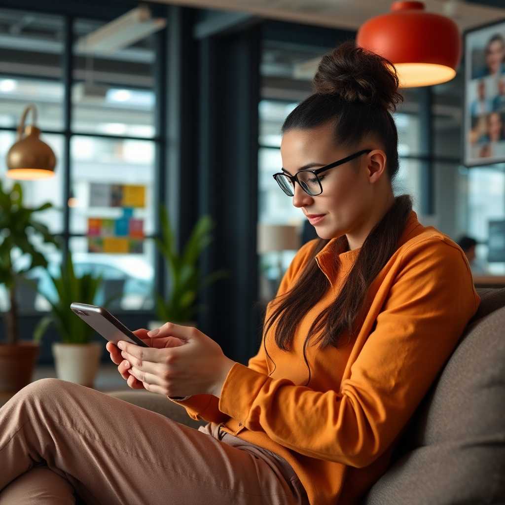 A marketer comfortably working from a mobile tablet, managing communications