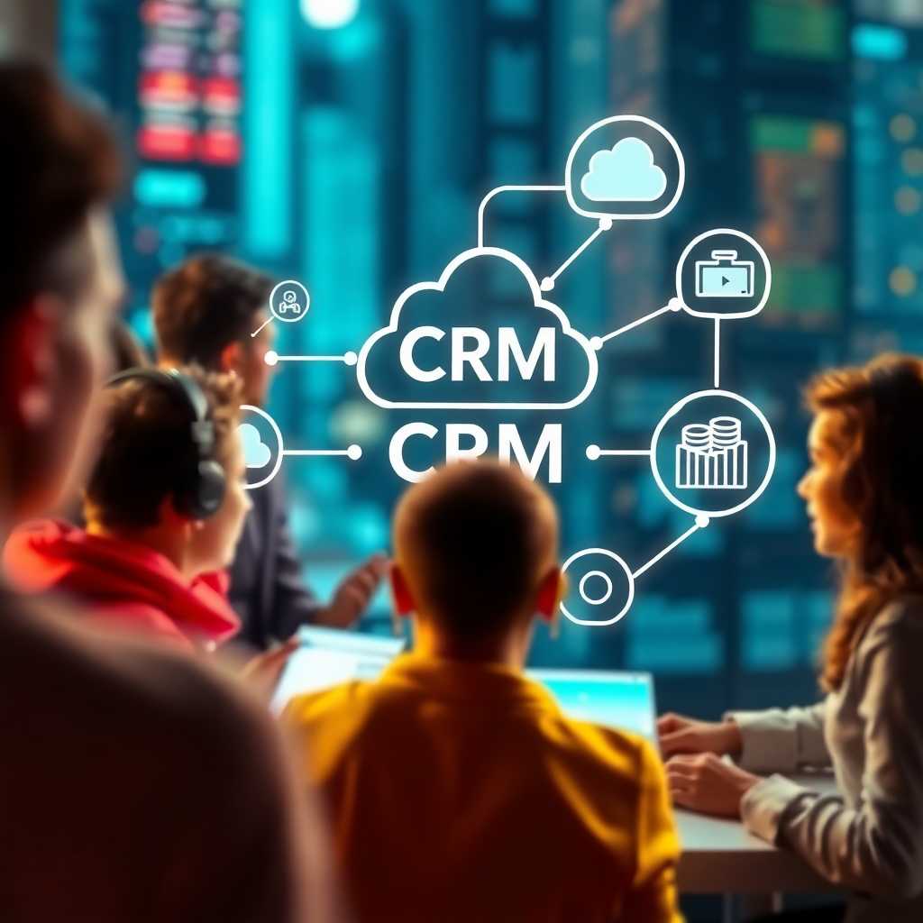 A digital illustration of CRM integration showing seamless data flow.