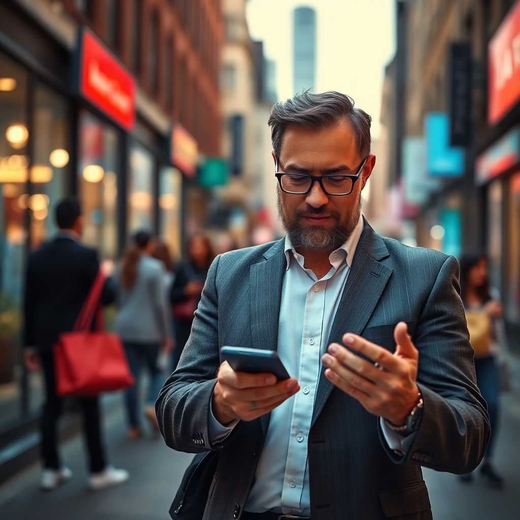 Business Owner Checking SMS Notifications on the Fly