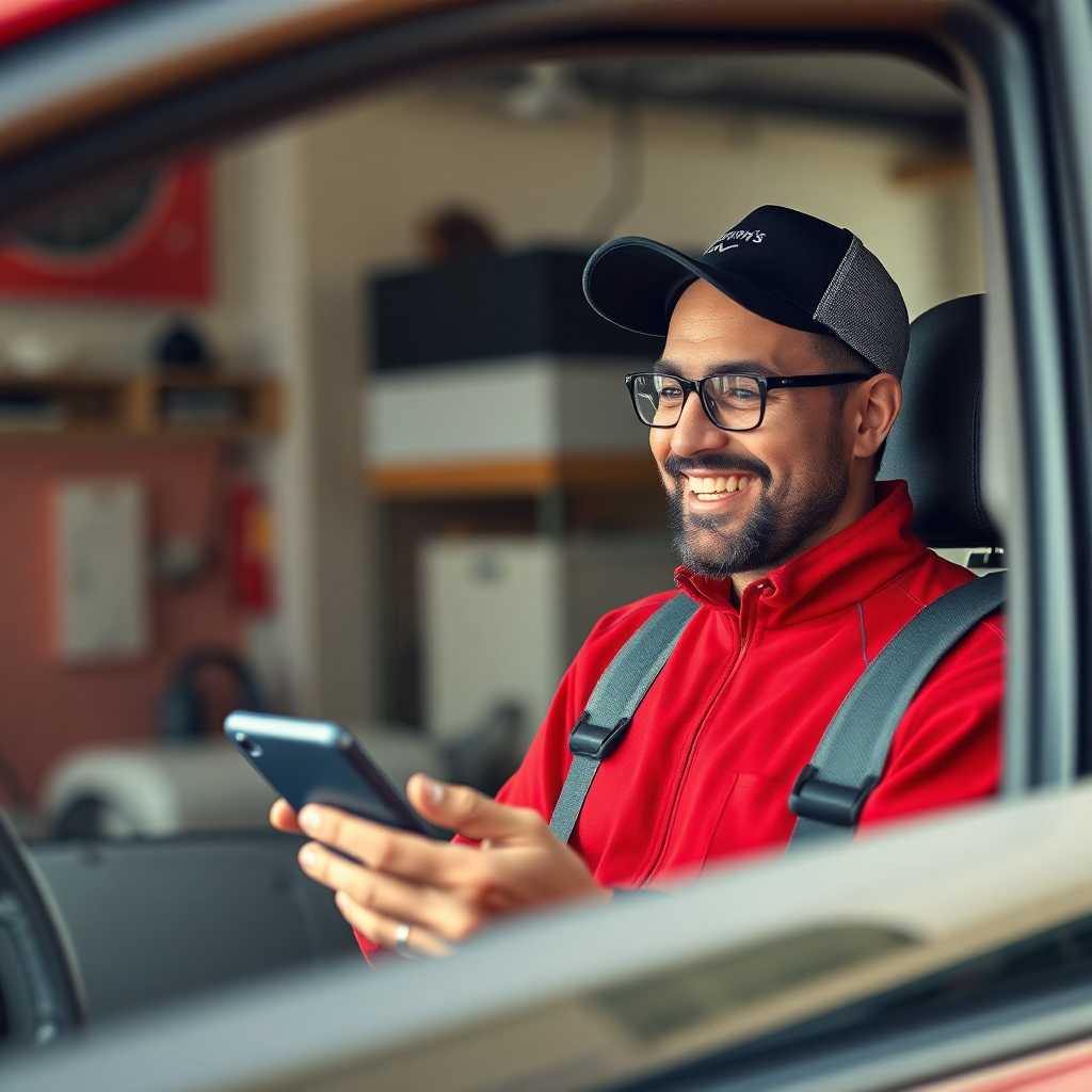 Happy owner of Wendy’s Mobile Detailing reading customer text message log