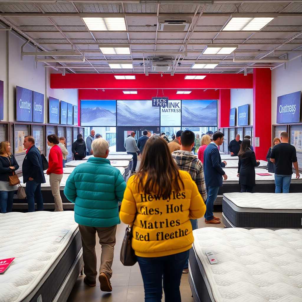 Engaging mattress store environment with customers interacting