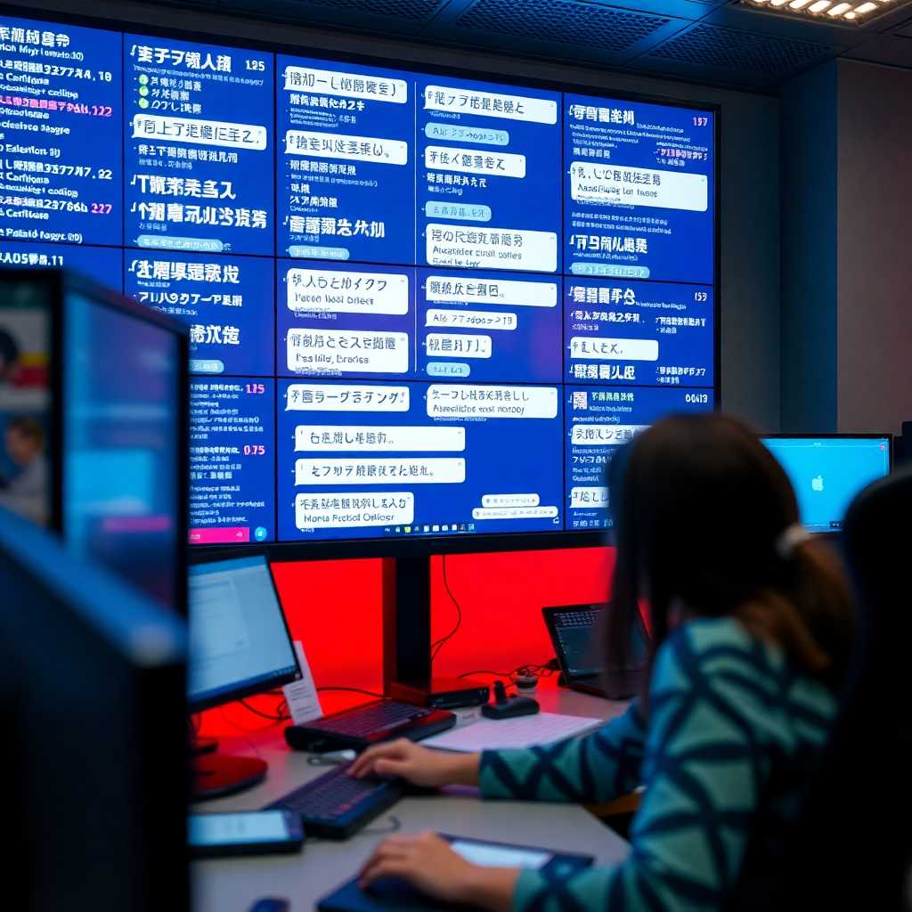 Multilingual text messages being managed on a desktop screen at a dispatch center