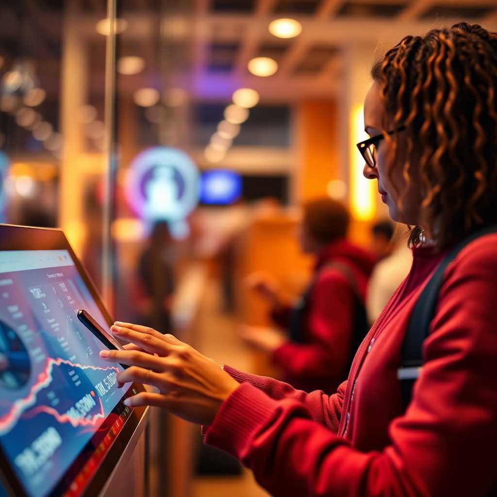 A customer reviewing past transactions on a sleek interface.
