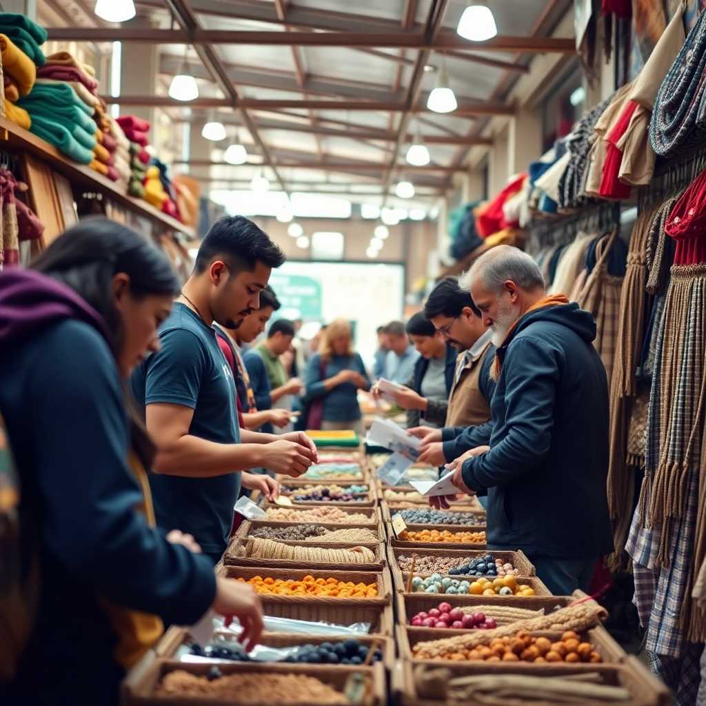 Diverse customers exploring handmade goods.