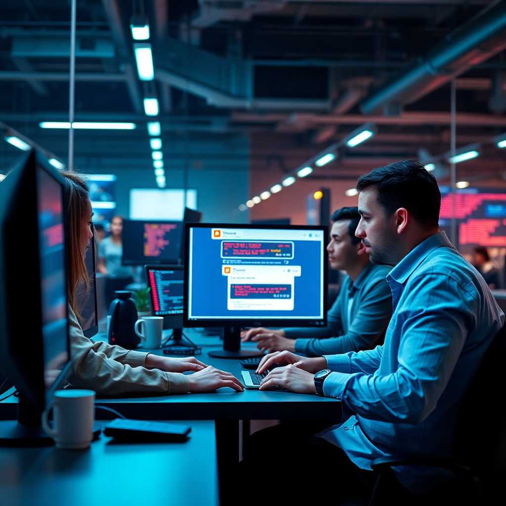 A team using a desktop portal to manage SMS communications