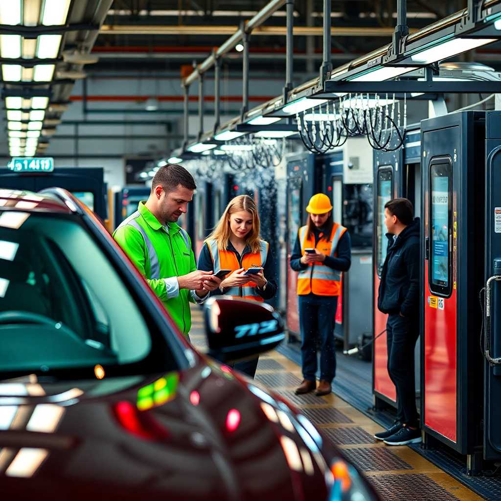 Busy car wash team interacting with customers through text messages