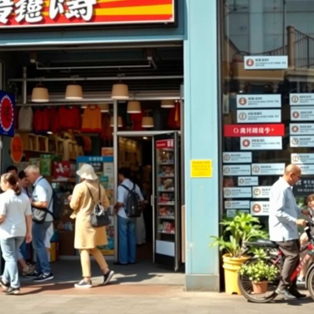 Busy shop exterior with numerous incoming texts