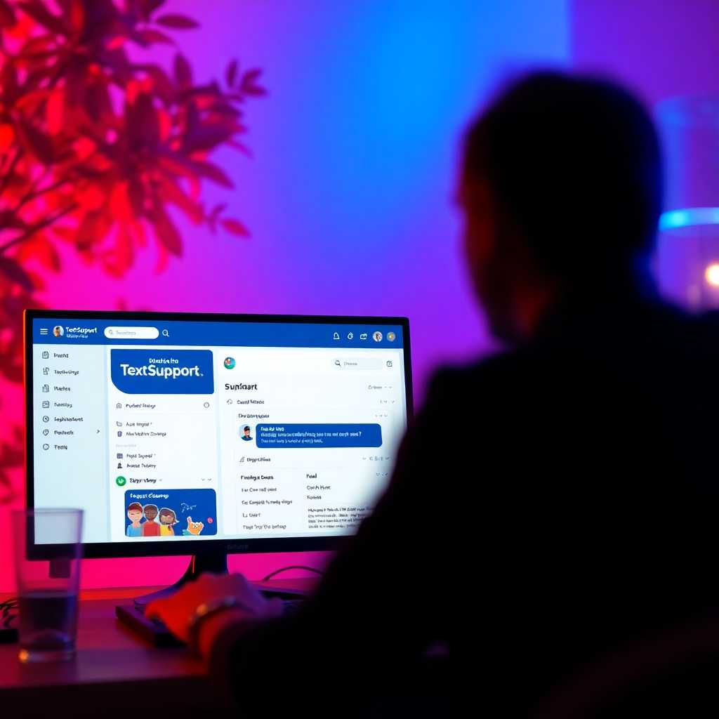 An interface showing the TextSupport dashboard, simulating a live conversation.