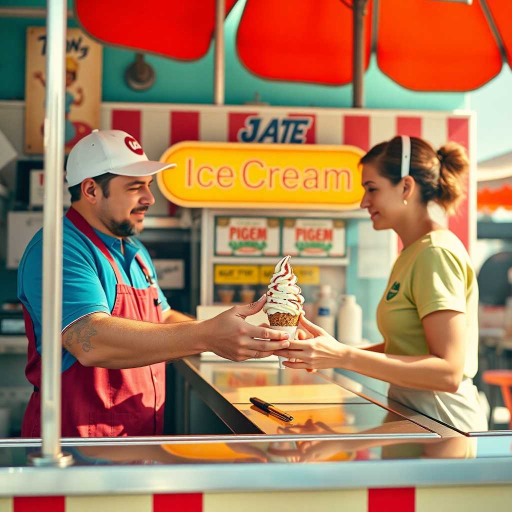 Ice Cream Employee Handling Customer Request via TextSupport