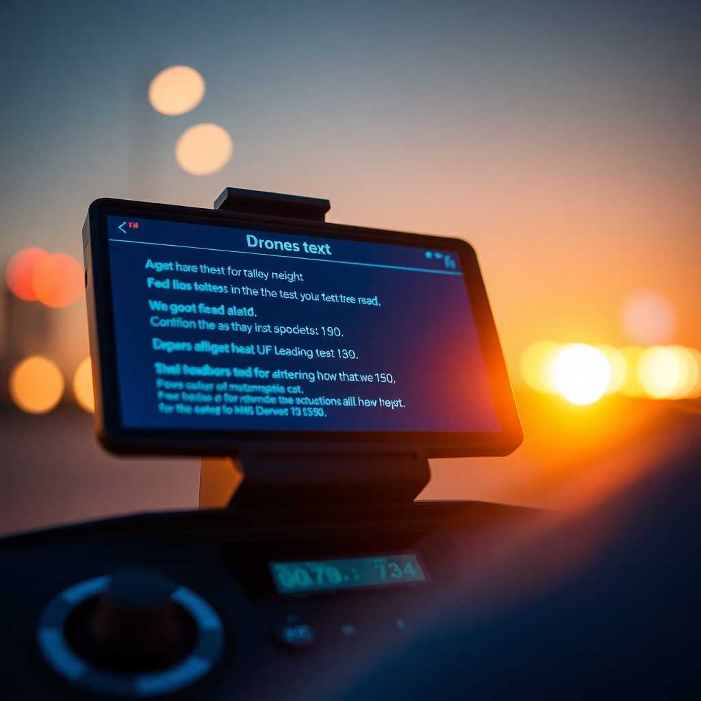 Close-up of a drone control panel with text alerts on screen.