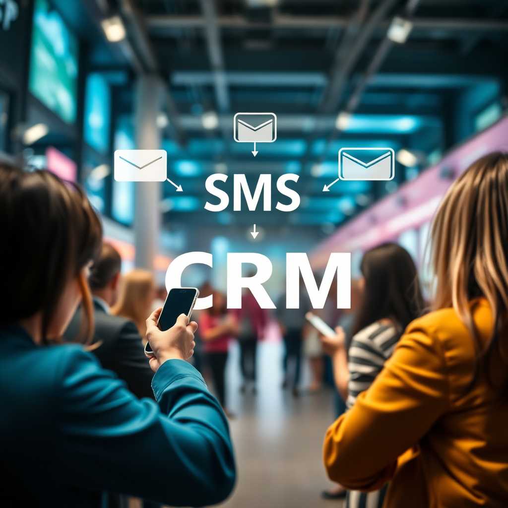 Graphic showing integration between SMS and CRM systems