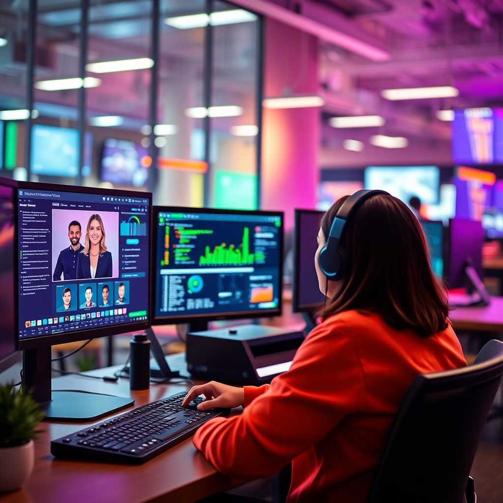 An employee monitoring customer communications on a desktop portal.