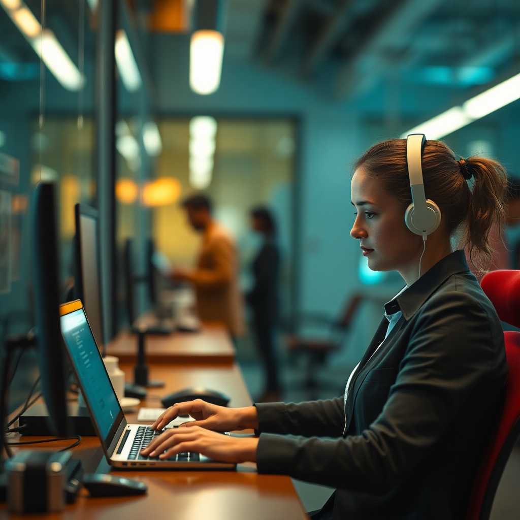 A staff member efficiently managing an influx of SMS inquiries using the portal