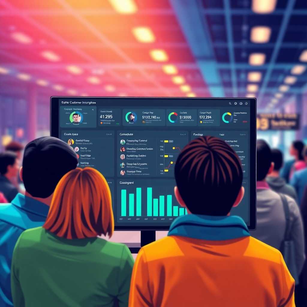 Illustration of a dashboard showing organized customer inquiries; Caption: Take control of customer interactions with intuitive dashboards.
