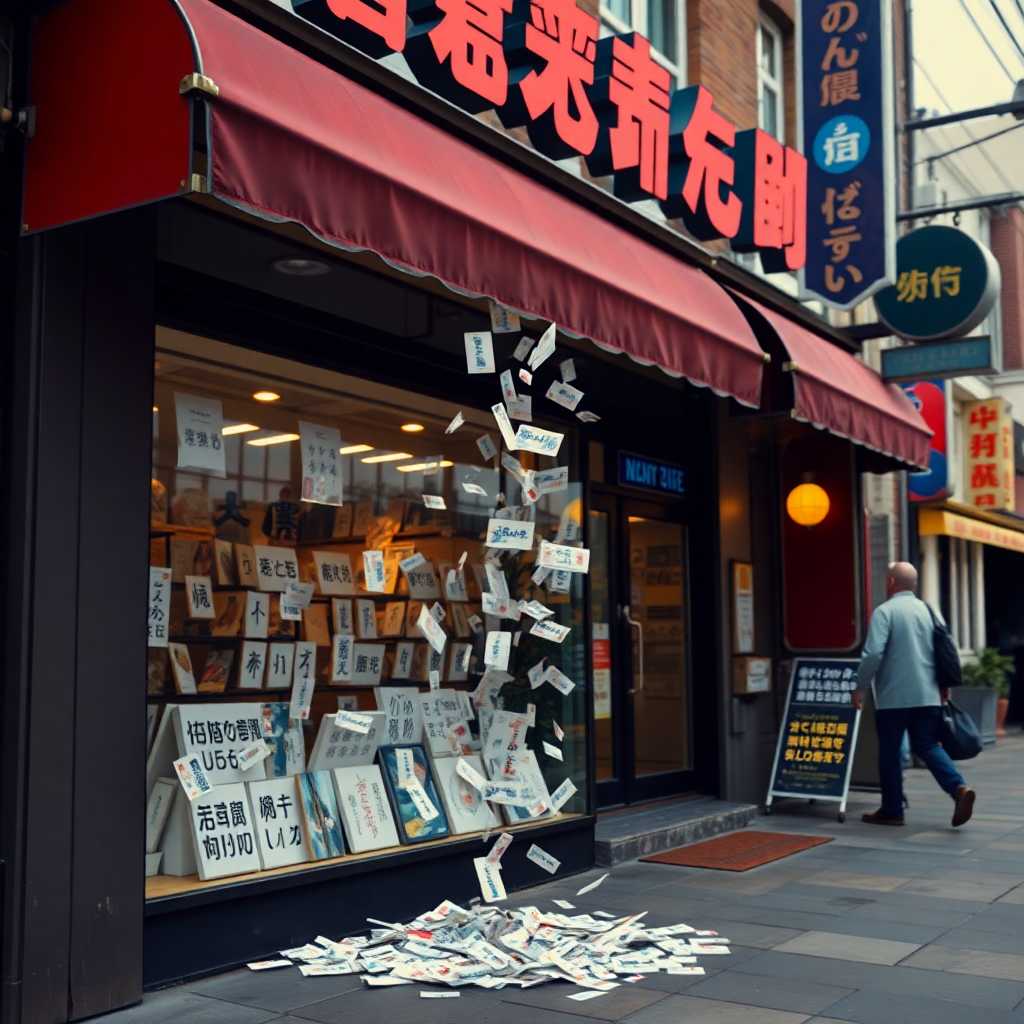 Engaging storefront with texts pouring in