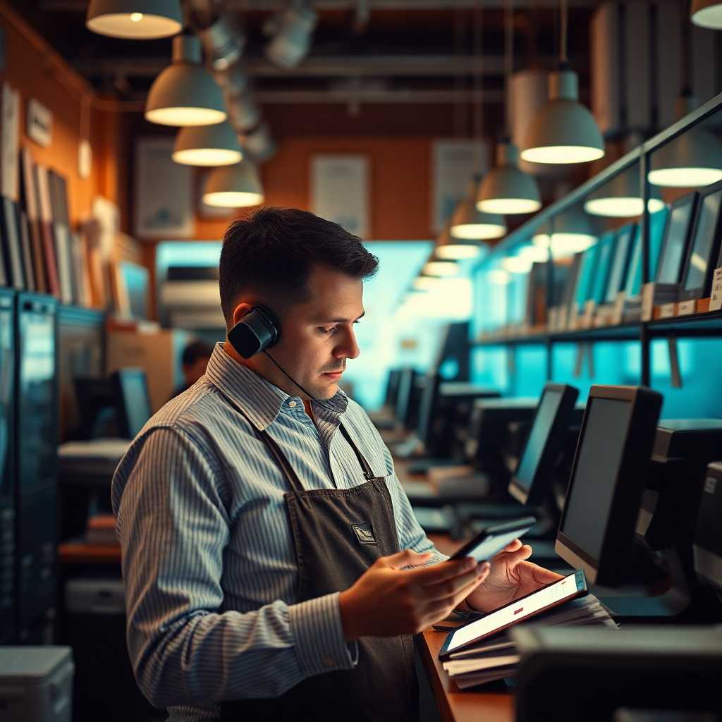 A print shop employee overwhelmed with texts and calls