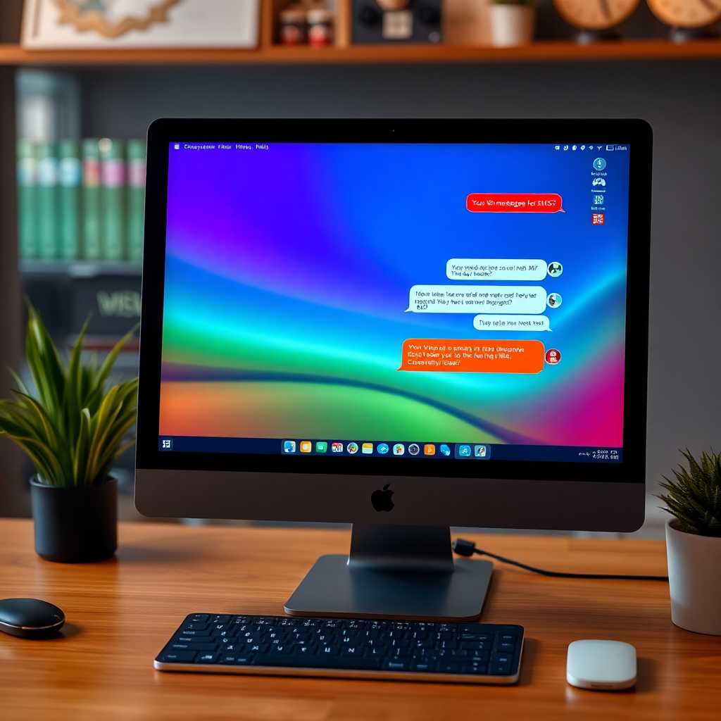 A sleek desktop interface displaying seamless integration of SMS messages and alerts