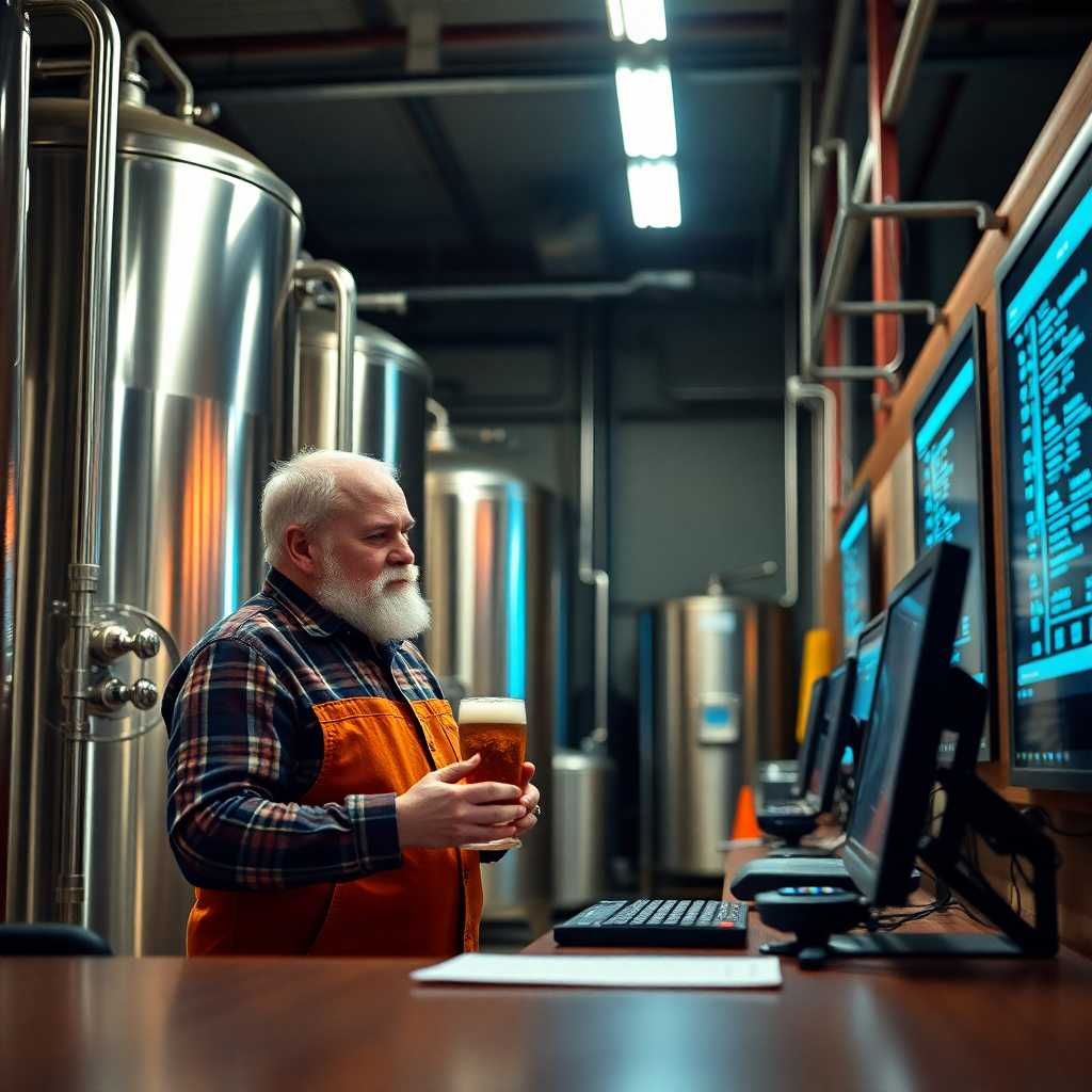 Brewery owner receiving centralized updates from the system