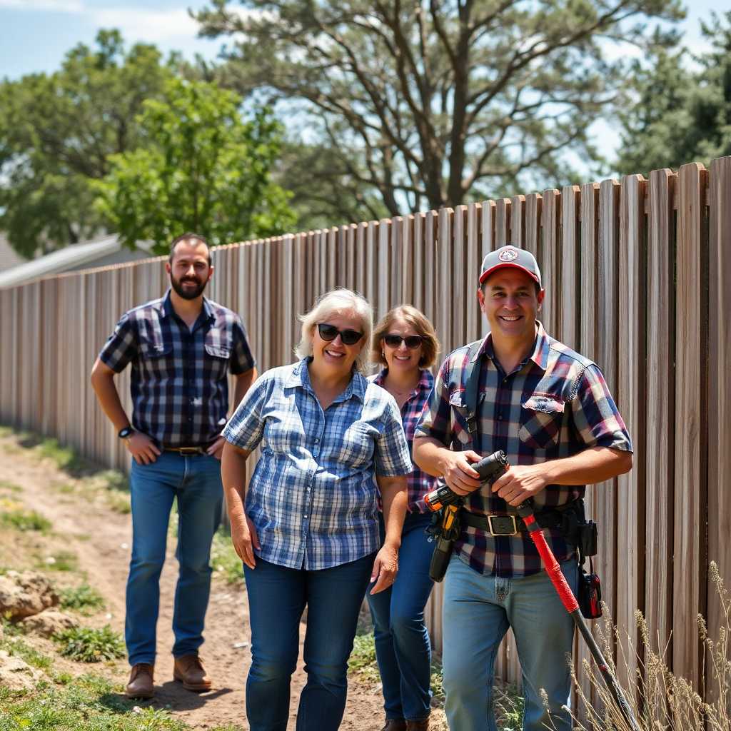 Happy fence installation customers with installed fences