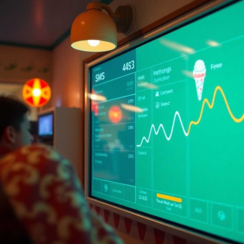 A dashboard showing SMS management for an ice cream shop