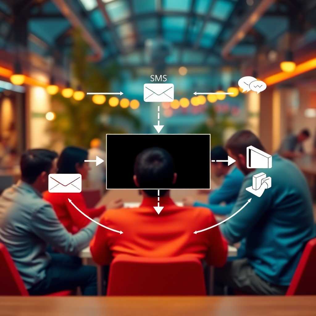 Diagram showing SMS connectivity from customer to desktop portal