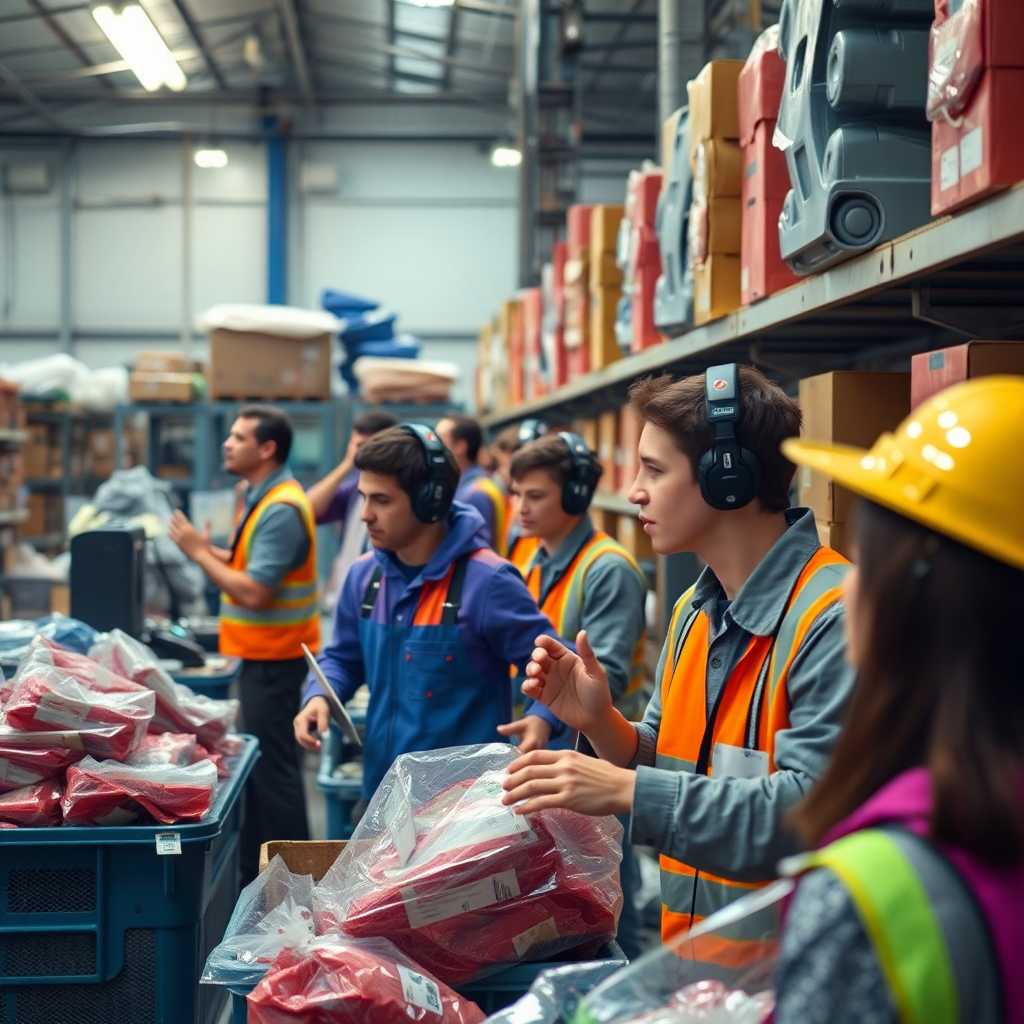 A busy recycling facility receiving a flood of calls with employees scrambling