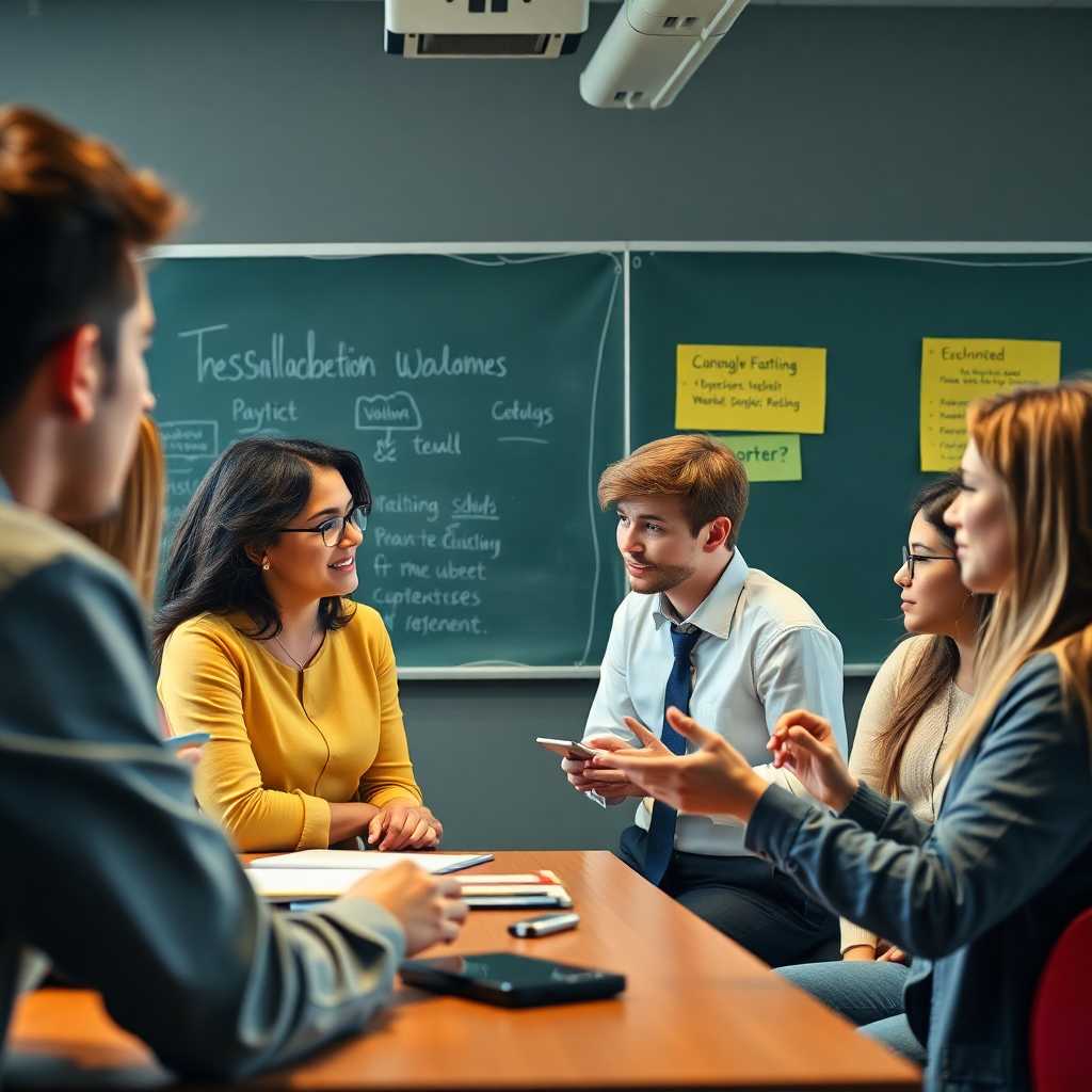 Language school team discussing TextSupport Benefits