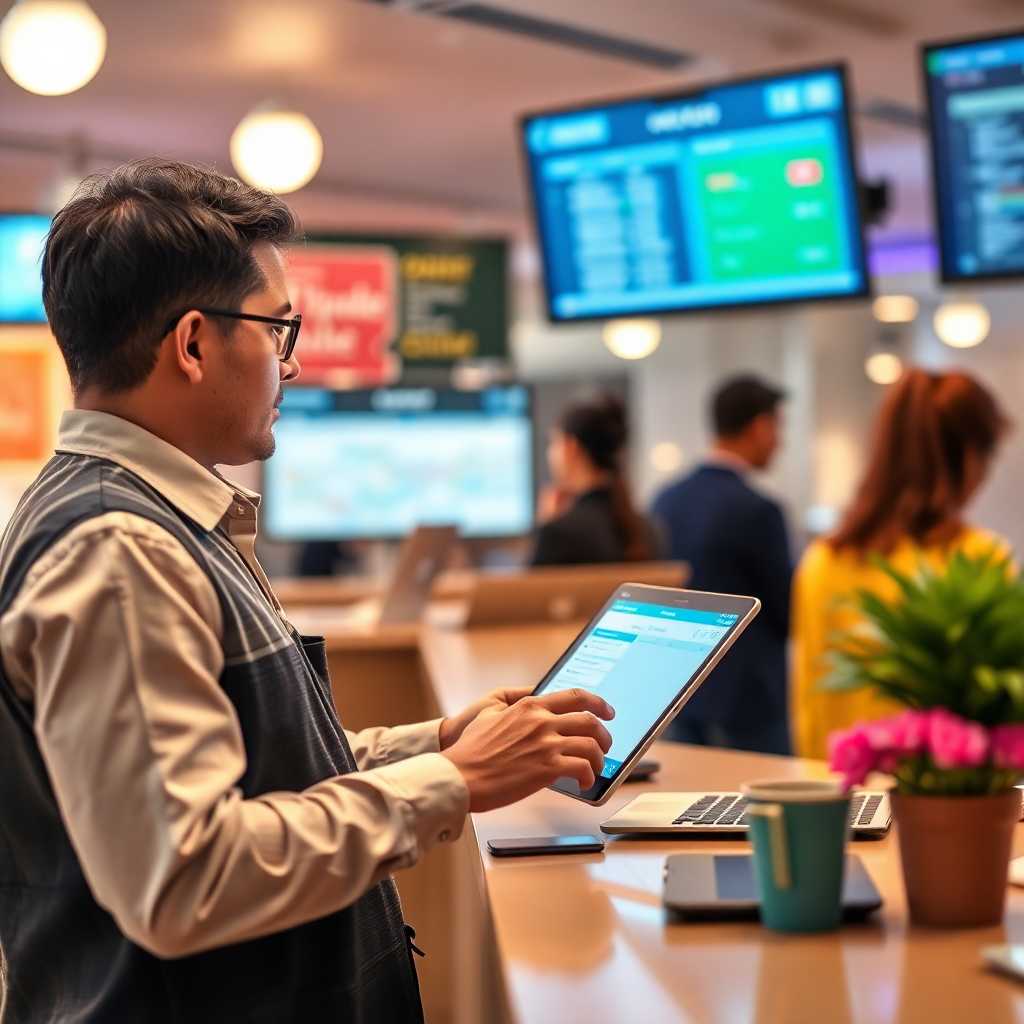 An employee updating the schedule and managing inquiries through a digital portal