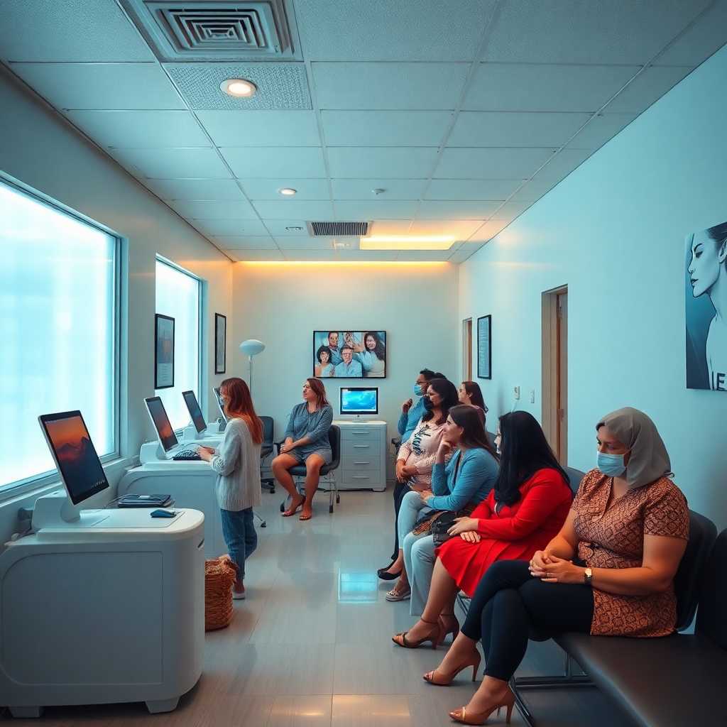 Busy Laser Clinic with Clients Waiting