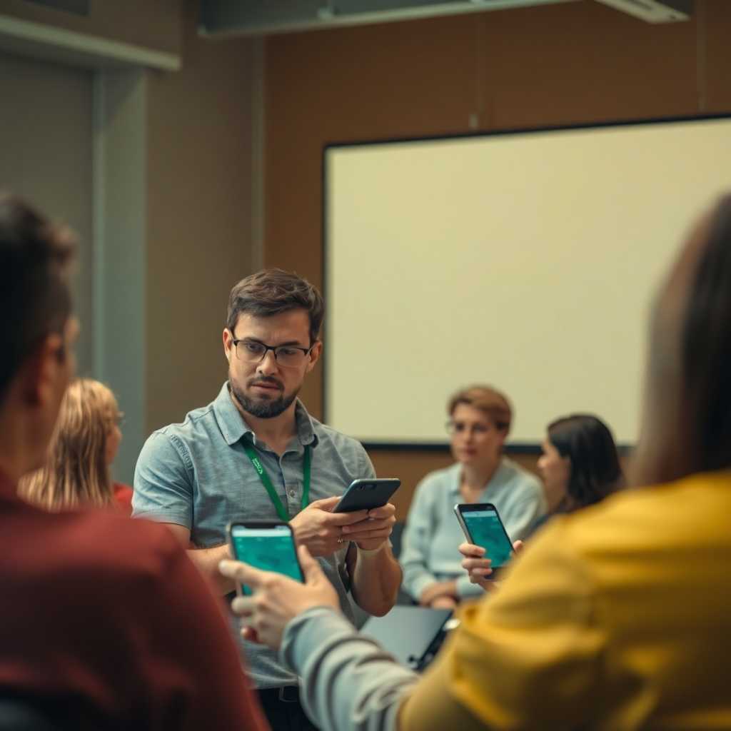 A trainer manages a flurry of incoming texts while conducting a group session.