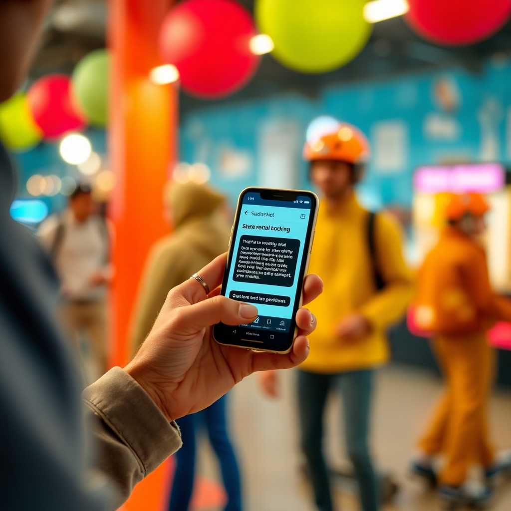 Customer receiving SMS notification about skate rental booking