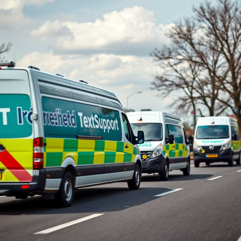Service vans with TextSupport-enabled branding heading out for deliveries.