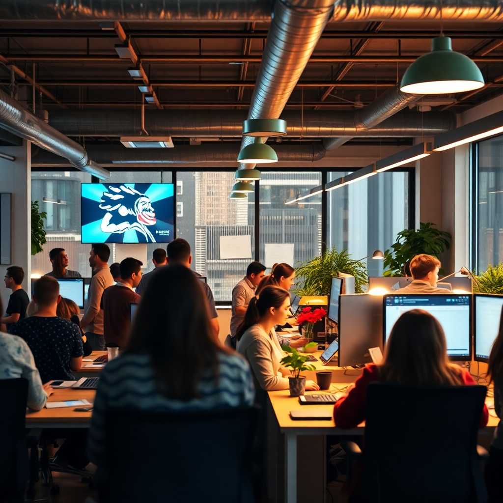 Local Web Development Agency office bustling with activity