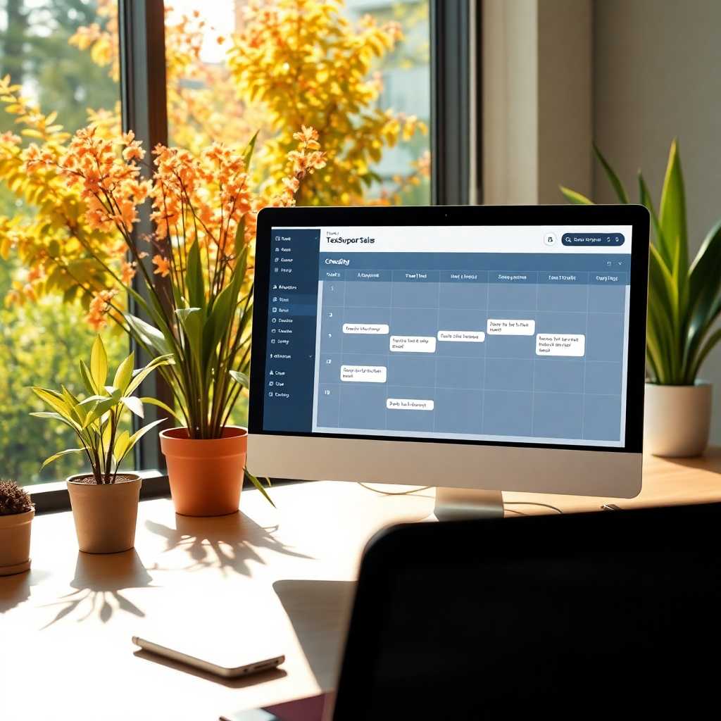 Desktop interface for TextSupport Sales PRO showing streamlined scheduling system