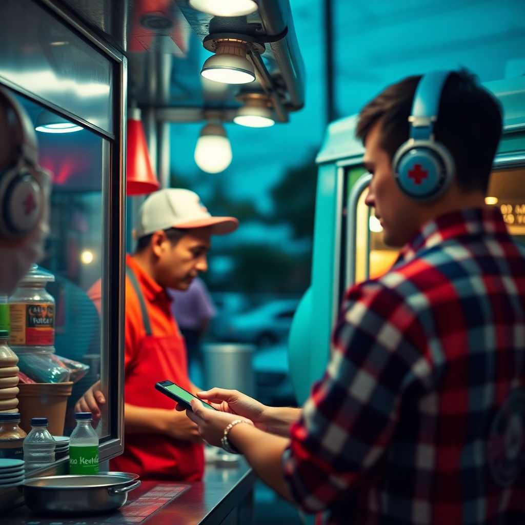 A food truck owner handling real-time messages with ease