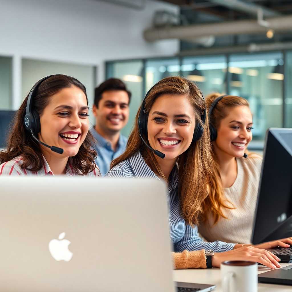 A satisfied tech support team celebrating efficiency gains