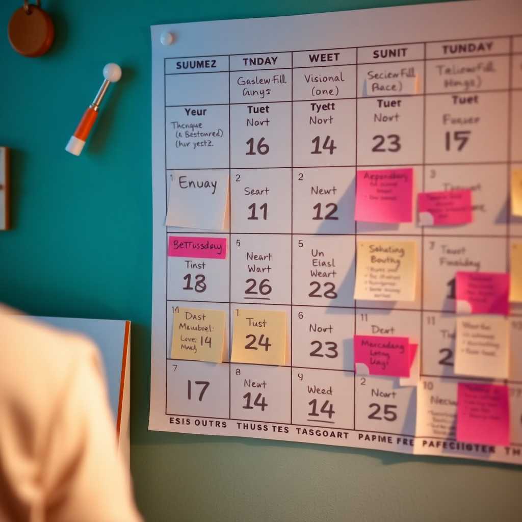 A calendar filled with appointments and reminders.