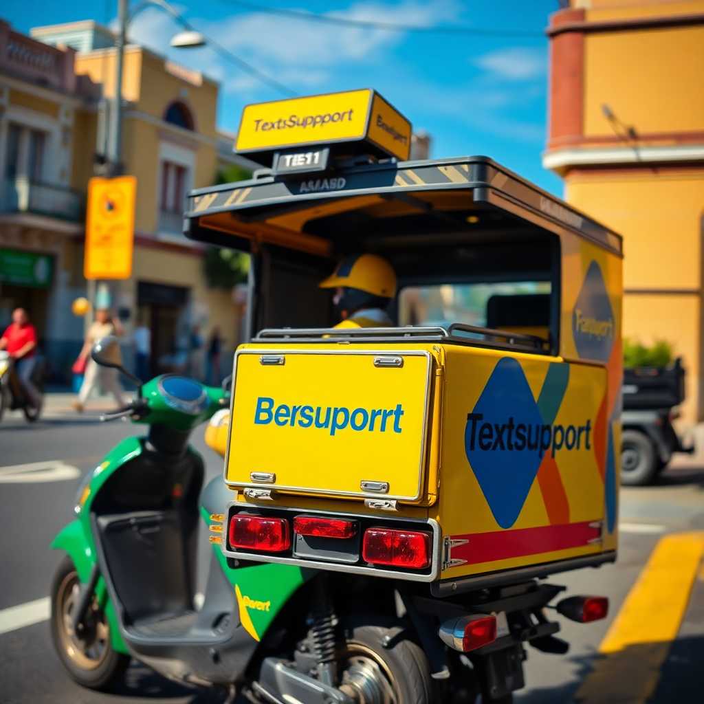 A vibrant courier vehicle with TextSupport integration showcased.