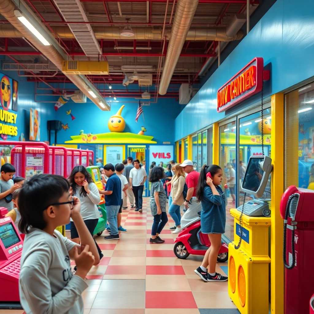 A busy indoor play center with phones ringing off the hook.