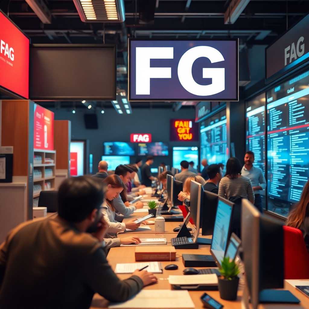 FAQ section bustling with customer inquiries being efficiently managed