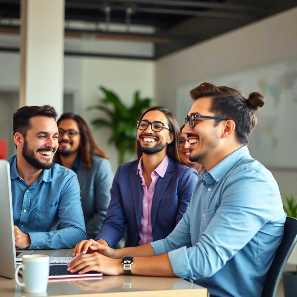 Happy team with improved productivity