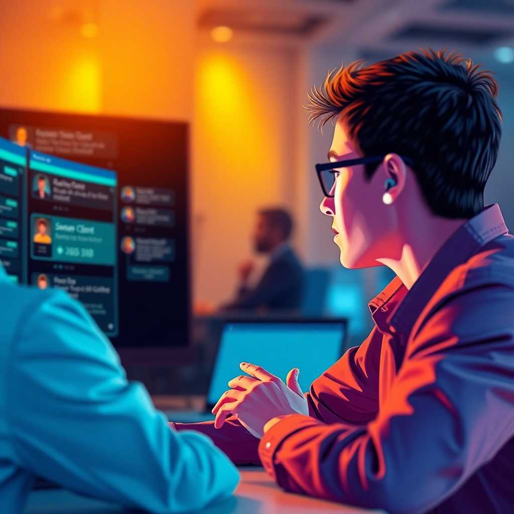 Illustration of a streamlined notification system at work during a client session.