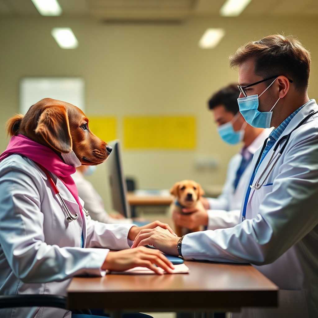 Veterinarians scheduling appointments from a desktop portal integrating TextSupport services.