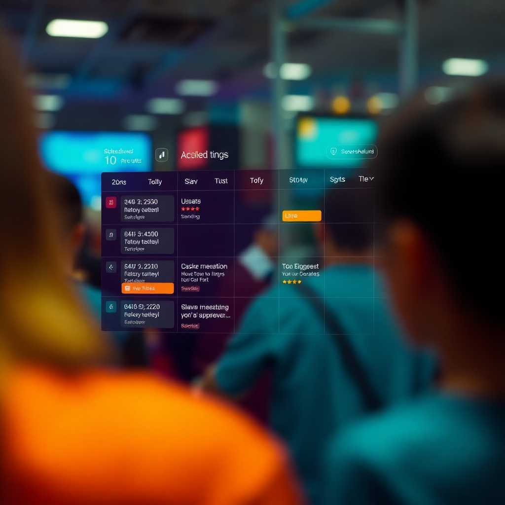 Digital scheduling interface with active notifications.