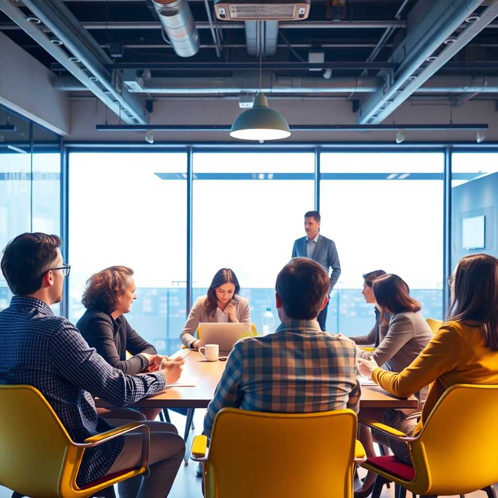 Team setup meeting discussing business growth strategies