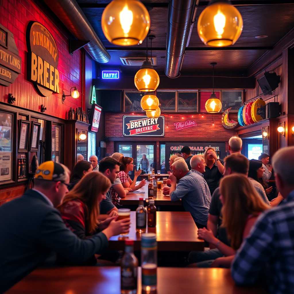 Thriving brewpub on a busy weekend evening
