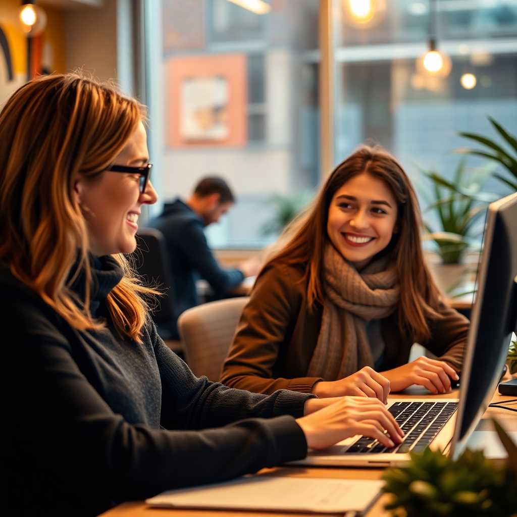 A happy client working with their trainer, with visible messages exchanged on TextSupport.